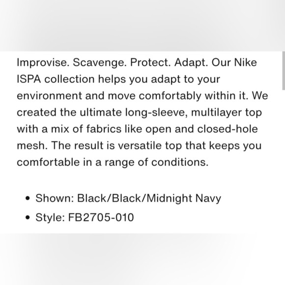 NWT Nike ISPA Long-Sleeve Top Layered Tank Top Long Sleeve Midnight Navy Small - Picture 6 of 15